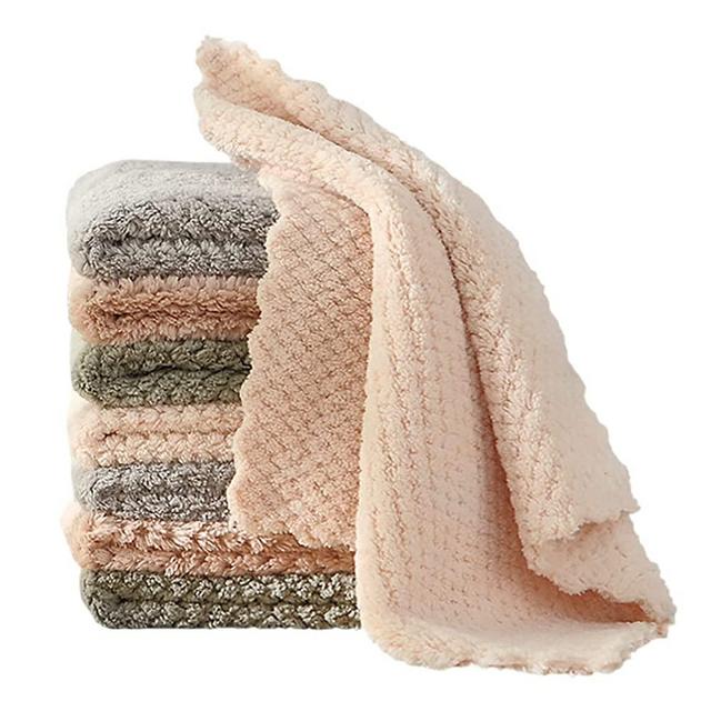 4 Pack Kitchen Dish Cloths Dish Towels,Super Absorbent Coral Fleece Cloth,Premium  Dishcloths,Nonstick Oil Washable Fast Drying Dish Rags,forTable Chair Dish  Glass Car,Home Indoor Outdoor Cleaning Cleaning Cloths