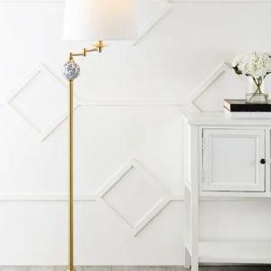 Pineapple 61.5" Classic Iron LED Floor Lamp, Transitional Gold with Blue and White by JONATHAN Y - Overstock