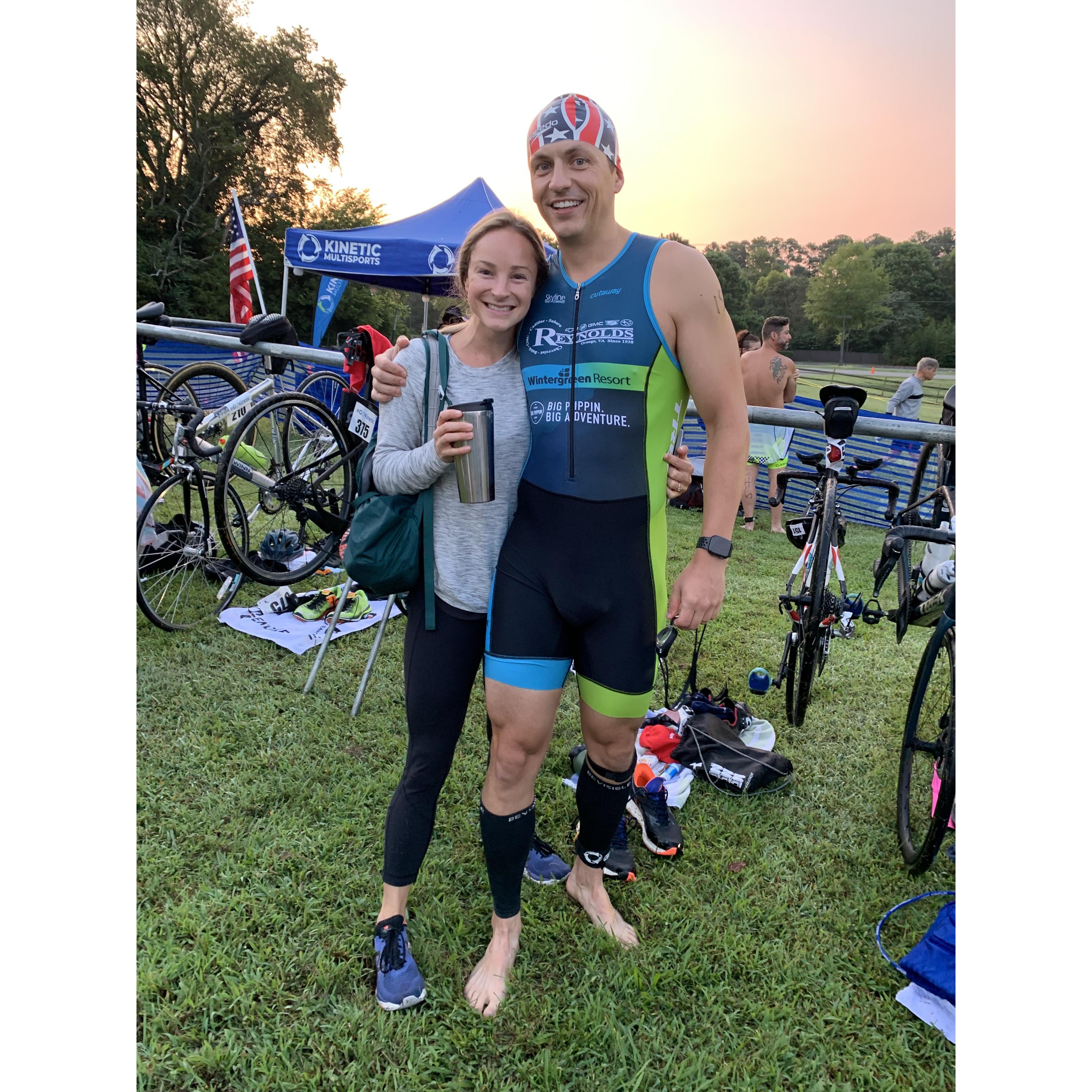 Johns Half Ironman, in Williamsburg, VA, September 2021. Of course he rocked it and proceeded to finish a Full Ironman in October 2021!