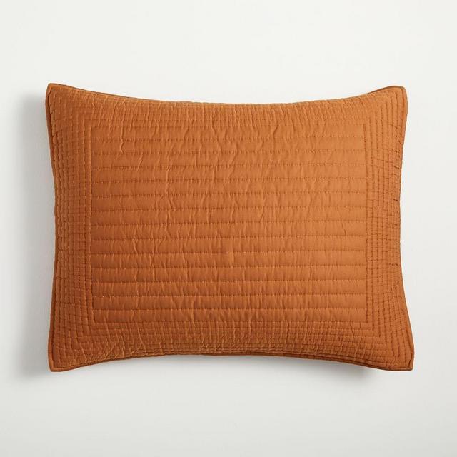 Tencel Pick Stitch Standard Sham, Terracotta