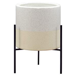 GFW7Z - Rivet Mid-Century Ceramic Planter with Stand, 14"H, White