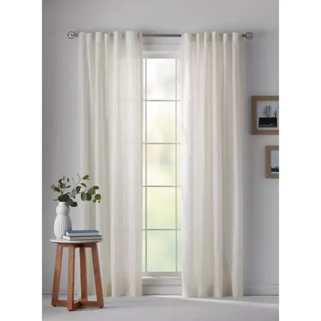 Bee & Willow™ Home Eyelet Stripe 84-Inch Rod Pocket Curtain Panel in Ivory (Single)