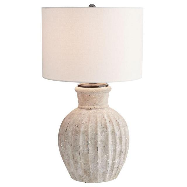 Anders Tall 31" Table Lamp, Rustic White Base With Large Gallery Straight Sided Shade, White