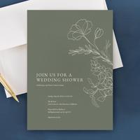 Essenza Bloom | Dark Sage | Zola Wedding & Bridal Shower Invitations
