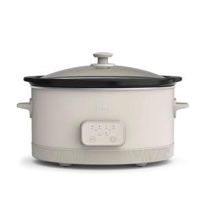 bella 6.0 Qt Programmable Slow Cooker, Ceramic Nonstick Coating, Adjustable Temperature & Cooking Times, Dishwasher Safe Stoneware Pot & Tempered Glass Lid, Tangle Free Cord Wrap, Oatmilk