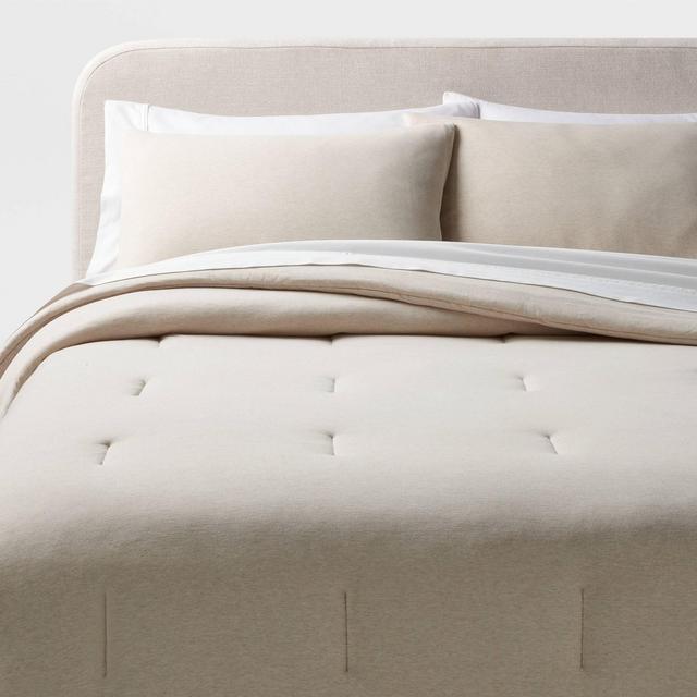 Full/Queen Modern Jersey Comforter and Sham Set Oatmeal Heather - Threshold™