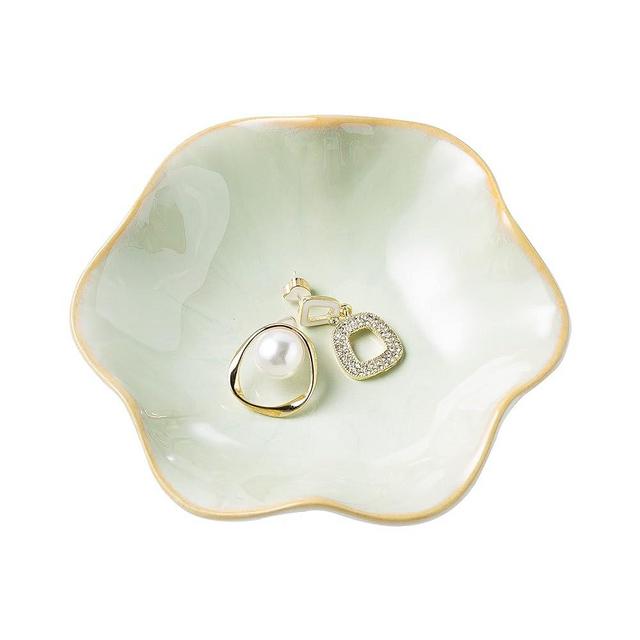 BEUNAIZER Jewelry Dish Tray, Ring Dish, Ceramic Trinket Tray, Key Bowl, Decorative Plate, Gifts for Friends Sisters Daughter Mother(light green)