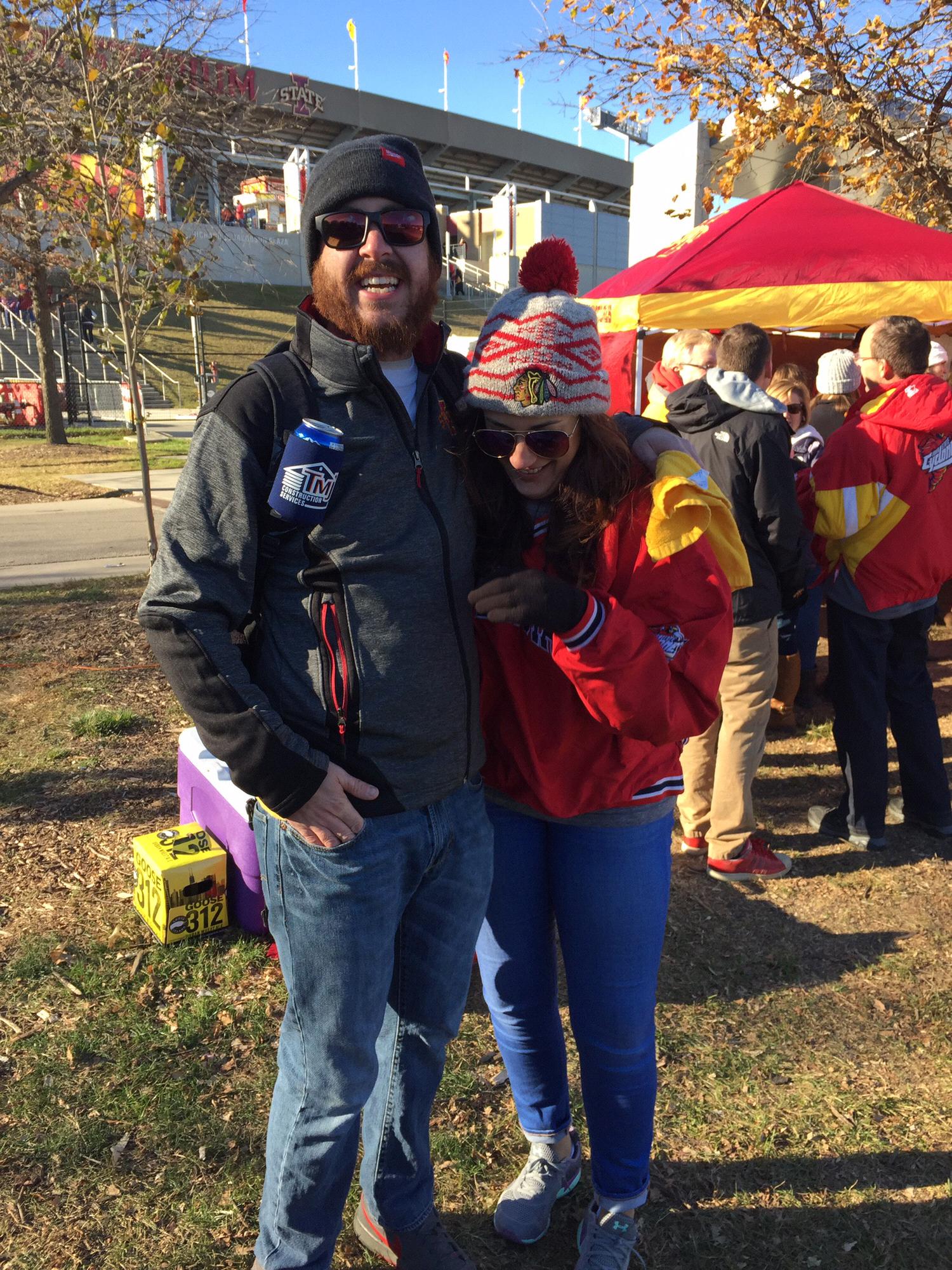 Our first game together! It was freezing but this is where Jess fell in love with Iowa State football, and Steve of course ;)