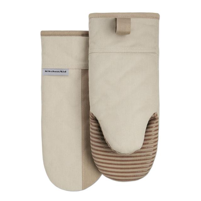 KITCHENAID Beacon Two-Tone Oven Mitt 2-Pack Set, Milkshake Tan/Beige, 5.75"x13"