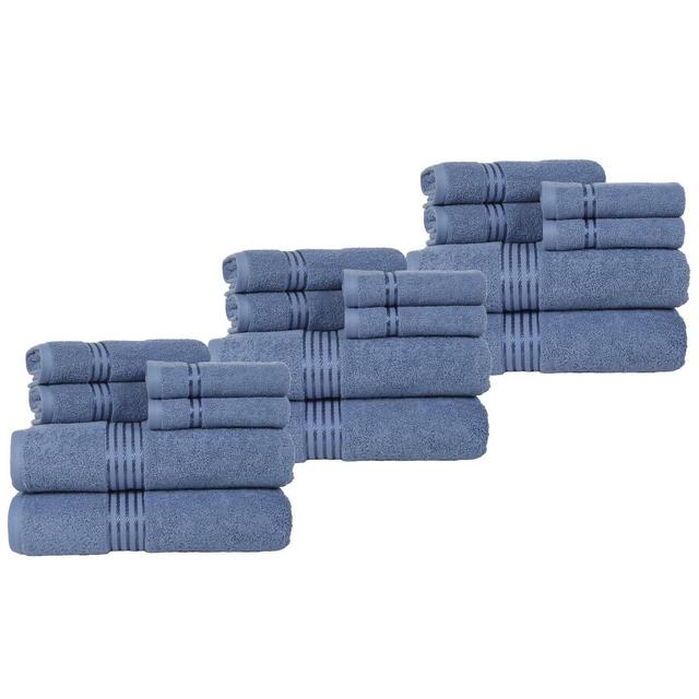 Lavish Home 18PC Cotton Bath Towel Set, Blue
