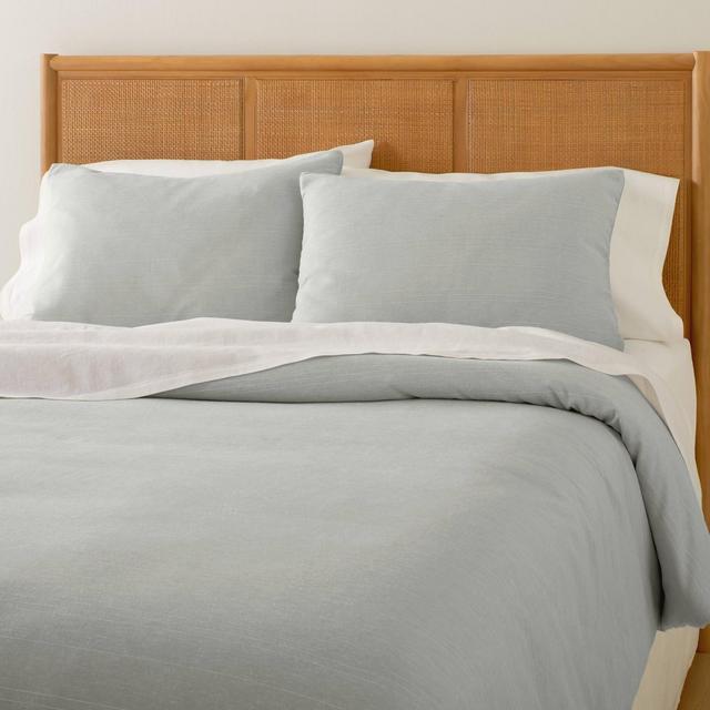 3pc Full/Queen Heathered Stripe Comforter & Sham Set Jet Gray/Sour Cream - Hearth & Hand™ with Magnolia