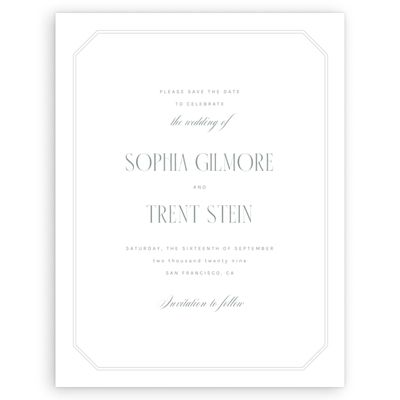 White Geometric Wedding Digital Save the Date - Naida Portrait