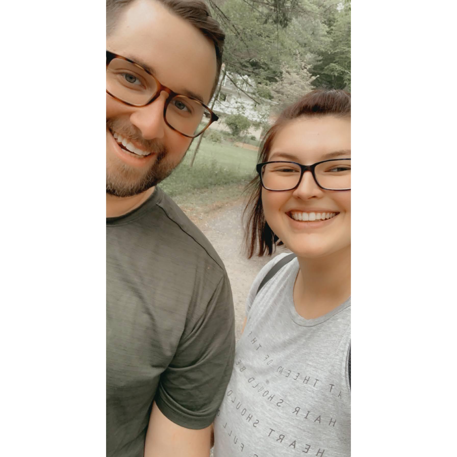 One of the first hikes, when we encountered a black snake on the trail and David used his boy scout skills to move it safely off of our path.