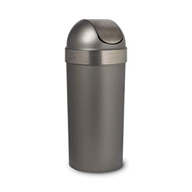 Umbra Venti Swing-Top 16.5-Gallon Kitchen Trash Large, 35-inch Tall Garbage Can for Indoor, Outdoor or Commercial Use, Pewter
