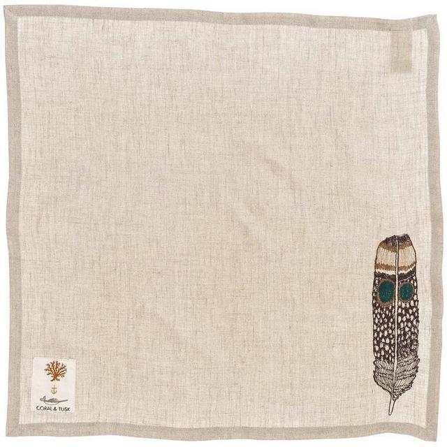 Coral & Tusk Owl Feather Dinner Napkin