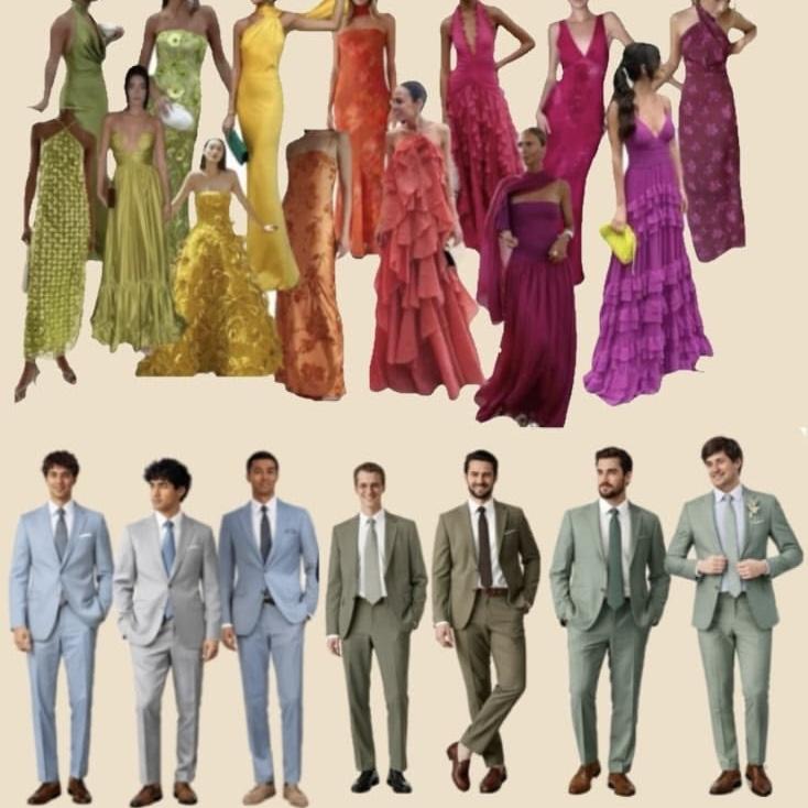 Men - lean into the color, tans, browns, greens, blues. Maybe a fun tie? Have fun with it!