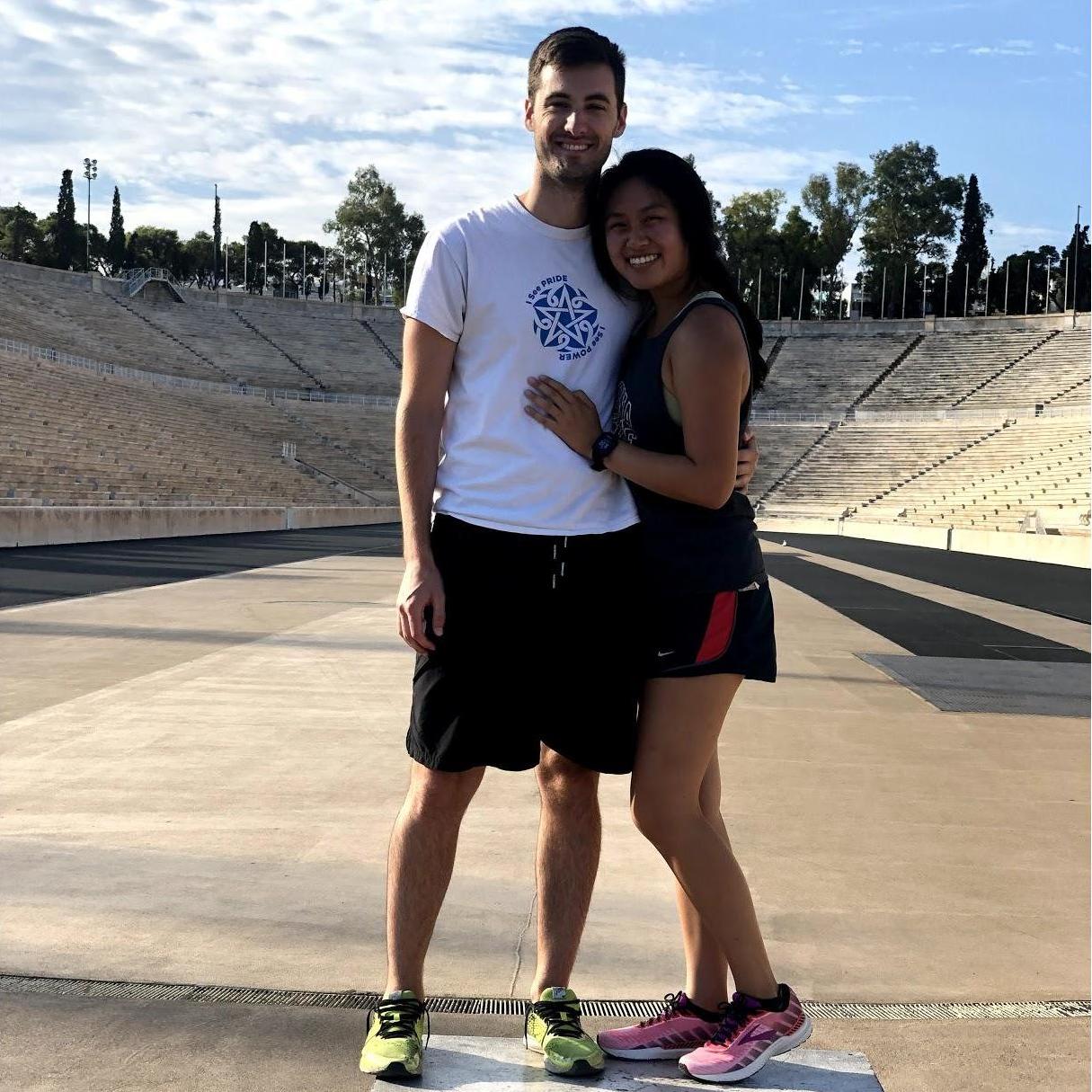 At the original Olympic stadium in Athens! Ran a few laps before opening hours (the stadium is now a museum).