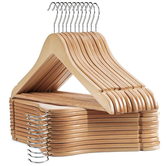 UINICOR Wooden Hangers 30 Pack Wood Hangers Slim Hangers Coat Hangers for Closet,Clothes Hangers with Extra Smooth Finish,Hangers for Shirt Suit Dress Light Natural