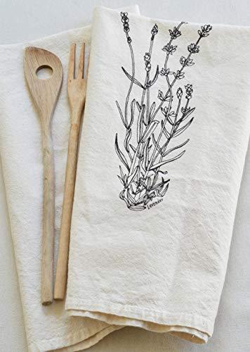 Lavender Flour Sack Towel in Black - Tea Towel - Kitchen Towel - Cotton Dishcloth