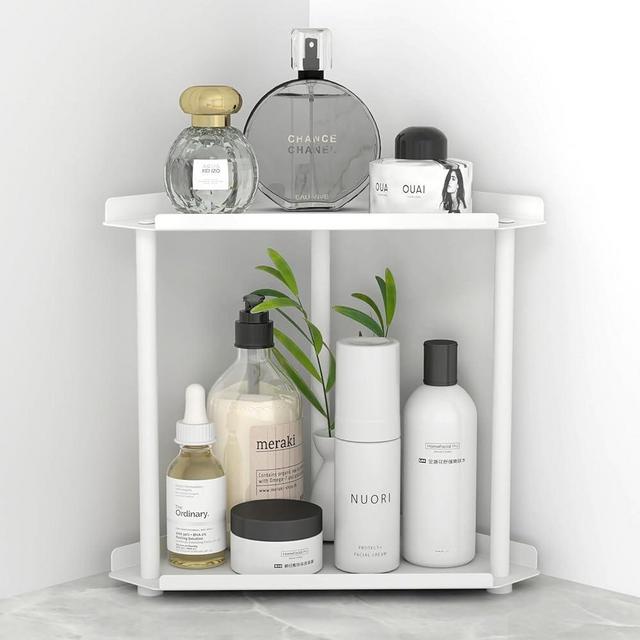 FLE Corner Bathroom Counter Organizer, Bathroom Organizer Countertop,Countertop Storage Shelf for Bath, Kitchen, Living Room, Bedroom