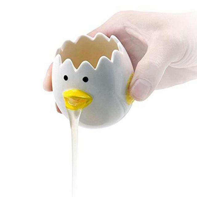 LuoCoCo Cute Egg Separator, Ceramics Vomiting Chicken Egg Yolk White Separator, Practical Household Small Egg Filter Splitter, Kitchen Gadget Baking Assistant Tool, Dishwasher Safe