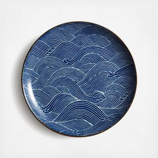 Aranami Blue Wave Dinner Plate, Set of 4