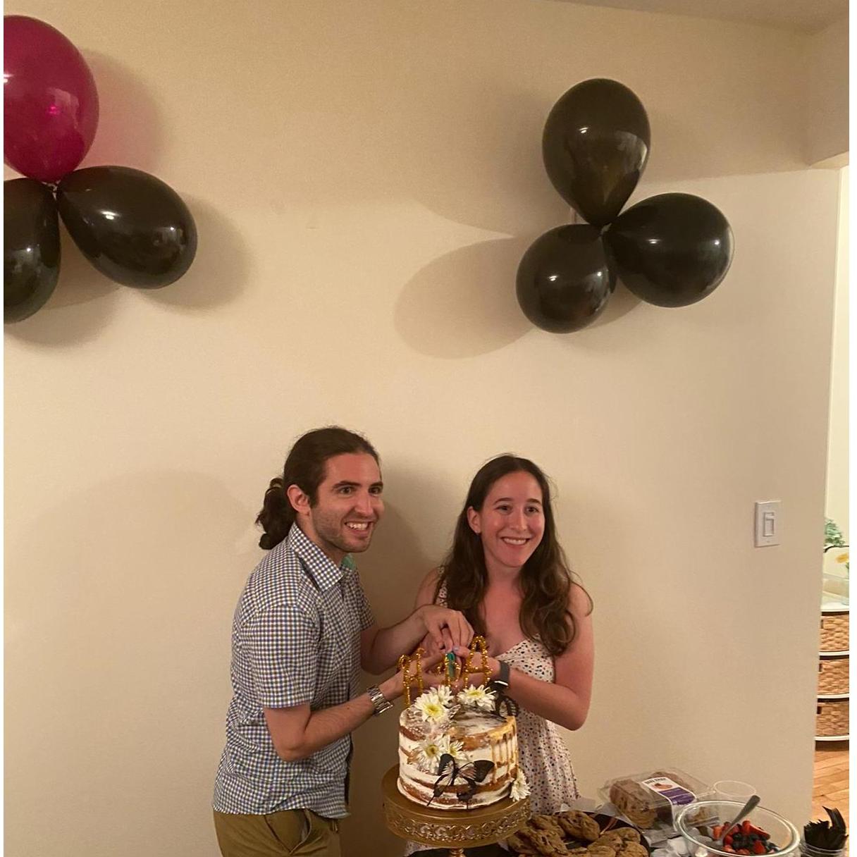 At our surprise engagement party thrown by Haley's sister, Jessica.