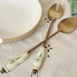 Copper Floral Serving Utensil Set