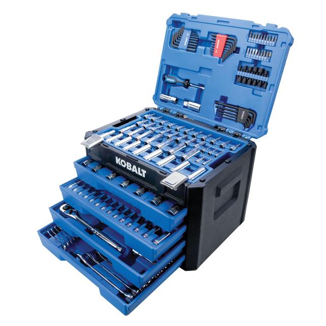 Shop Kobalt Kobalt 250-Piece Standard (SAE) and Metric Combination Polished Chrome Mechanics Tool Set (1/4-in; 3/8-in)