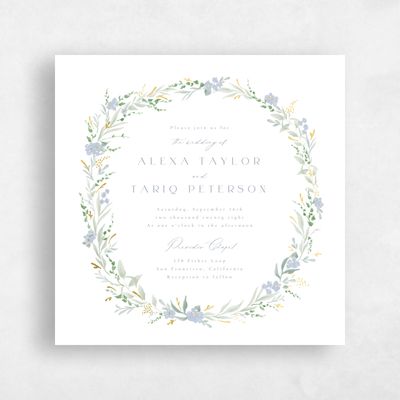 Dusty Blue Wedding Invitation - Darcy Square Foil