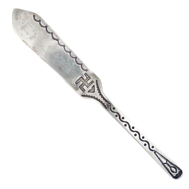 Navajo Silver Cheese Knife, Whirling Log Motif, c.1930