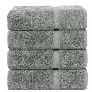 Chakir Turkish Linens | Hotel & Spa Quality 100% Cotton Premium Turkish Towels | Soft & Absorbent (4-Piece Bath Towels, Gray)