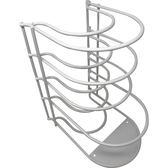 Heavy Duty Pots and Pans Organizer - For Cast Iron Skillets, Pots, Frying Pans, Lids | 5-Tier Durable Steel Rack for Kitchen Counter & Cabinet Storage and Organization - No Assembly Required [White]