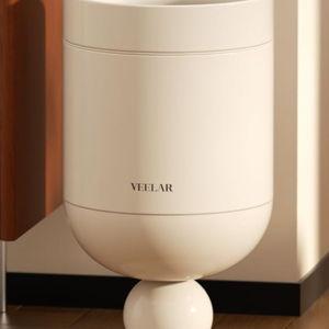 Bathroom Metal Trash Can (White)