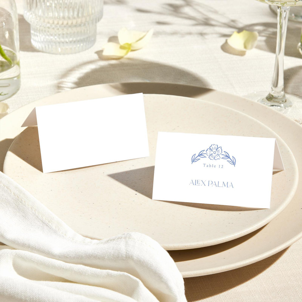 Estella | Dark Pastel Blue | Zola Wedding Place Cards