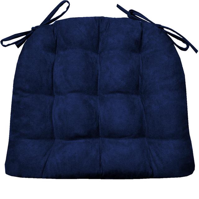 Barnett Home Decor Microsuede Royal Blue Dining Chair Pad with Ties - Size Standard - Latex Foam Fill Cushion, Reversible, Machine Washable - Microfiber Ultrasuede