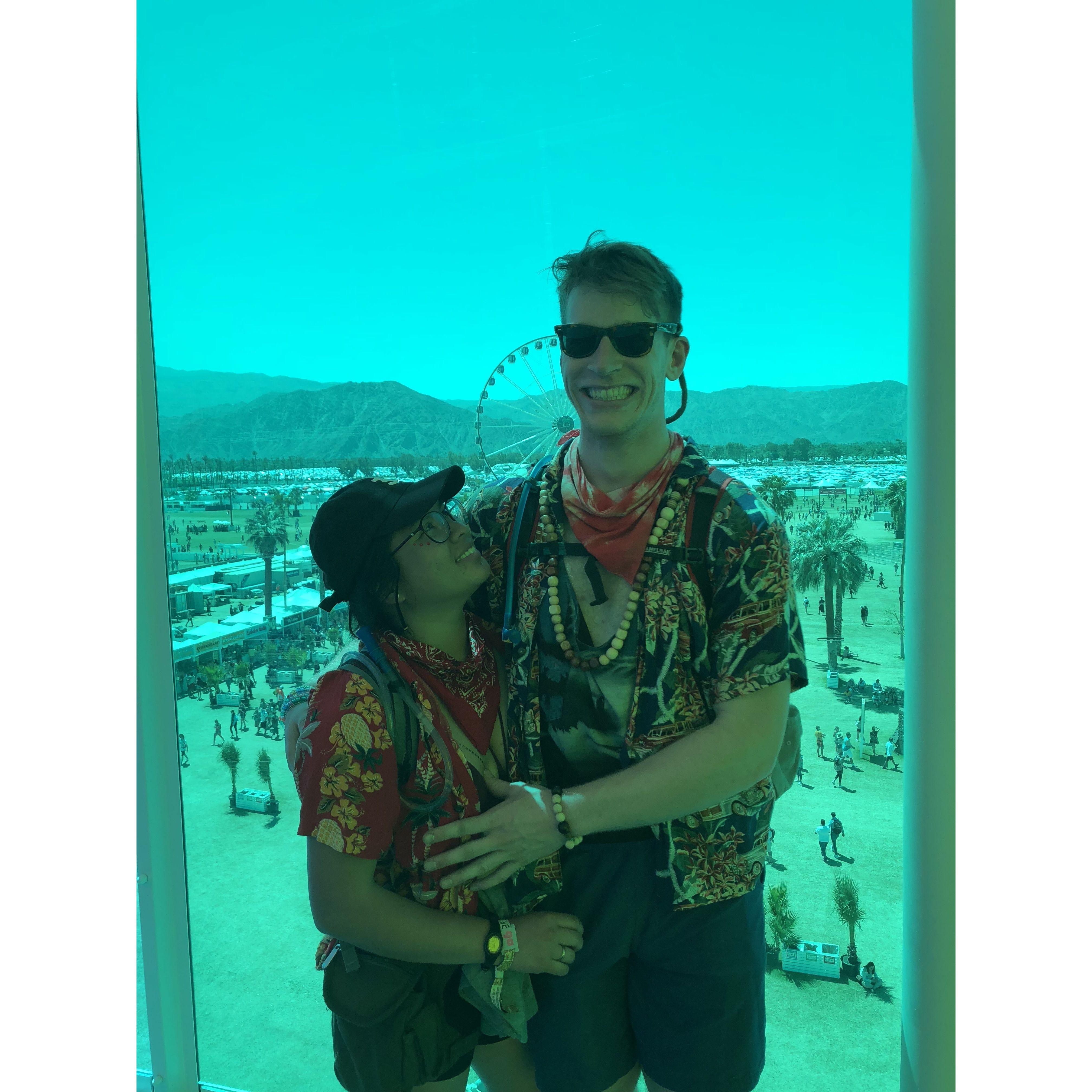 Still at Coachella (the music festival), but the inside of this tower had air conditioning and it was HOT outside, so we found short respite before braving the outdoors again.