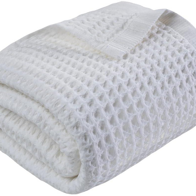 DEMMEX Organic Cotton Waffle Weave Turkish Bath Towel - Ultra Soft Lightweight Quick Dry, Oeko-Tex Certified, 100% Turkish Cotton (Crisp White, Large (60x30))
