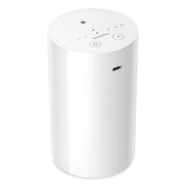 Waterless Essential Oil Diffuser, Battery Operated Aromatherapy Diffuser with 20mL Capacity, Mini Portable Scent Air Machine, 3 Countdown Timers & Mist Levels for Home Room Car Office, ANZ White