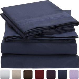 Mellanni Bed Sheet Set - Brushed Microfiber 1800 Bedding - Wrinkle, Fade, Stain Resistant - Hypoallergenic - 4 Piece (Queen, Royal Blue)