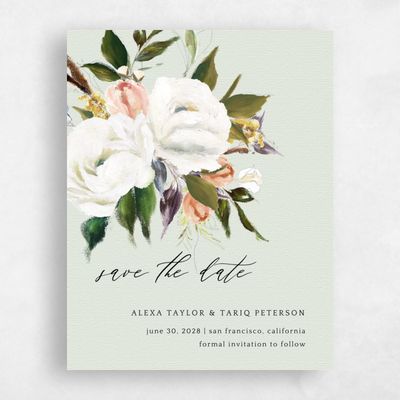 Light Sage, Green Wedding Save the Date - Octavia Bloom