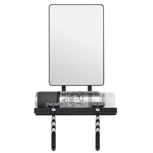 deweisn Fogless Shower Mirror, 360° Rotation Adjustable Shaving Mirror,Bathroom Shower Mirror with Multifunctional Storage Tray and Razor Holders