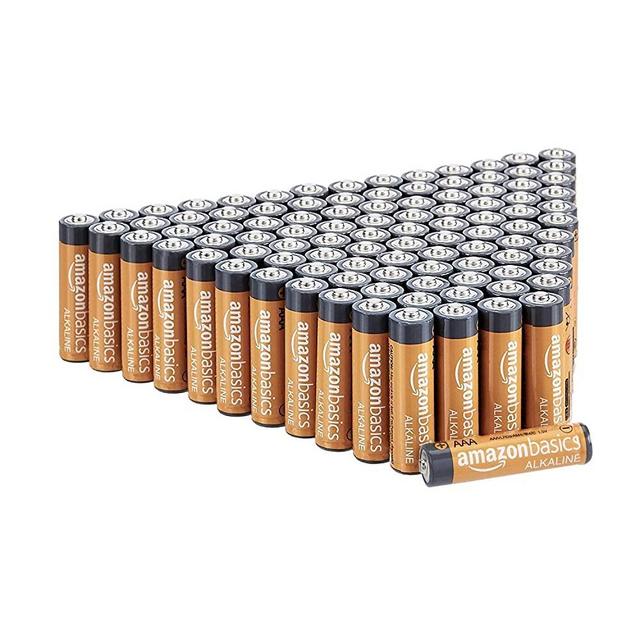 AmazonBasics 100-Count AAA High-Performance Alkaline Batteries, 10-Year Shelf Life, Easy to Open Value Pack