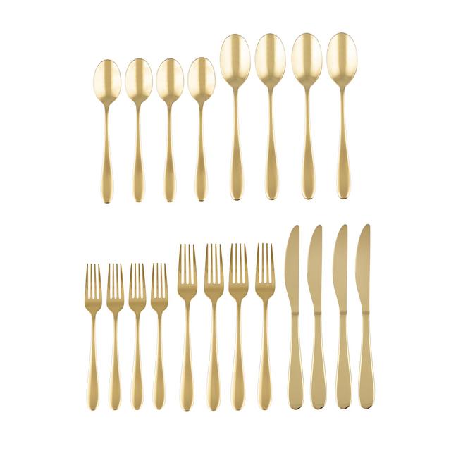 Cambridge Silversmiths Byram Gold 20-Piece Flatware Set, Service for 4