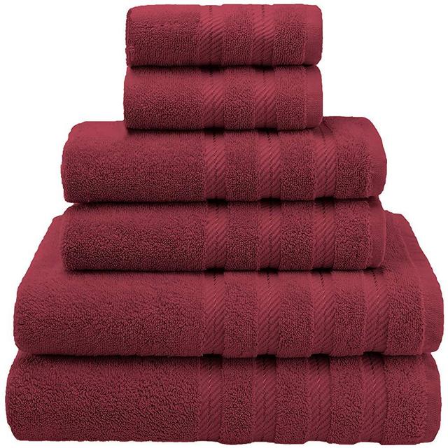 American Soft Linen 6-Piece 100% Organic Turkish Cotton Premium & Luxury Towel Set for Bathroom & Kitchen, 2 Bath Towels, 2 Hand Towels & 2 Washcloths [Worth $72.95] - Burgundy