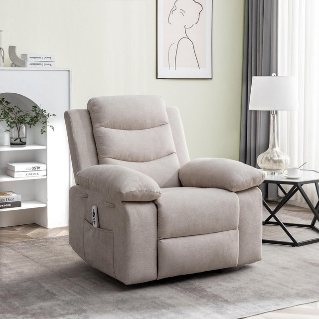 Gray Fabric Power Recliner Chair with Massage and Heating