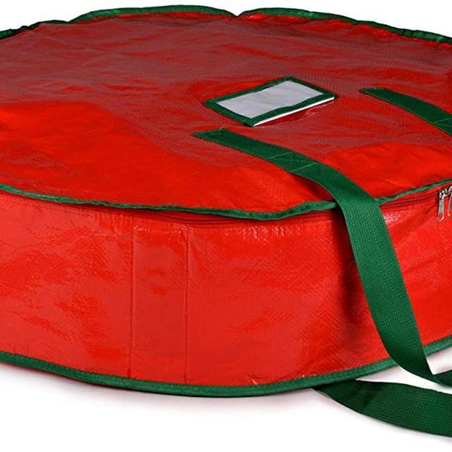Christmas Wreath Storage Bag - 30" X 7" - Durable Tarp Material, Zippered, Reinforced Handle and Easy to Slip The Wreath in and Out. Protect Your Holiday Wreath from Dust, Insects, and Moisture.…