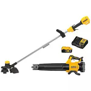 New 20V Lithium-Ion Cordless String Trimmer and Blower Combo Kit with 5.0 Ah Battery and Charger by DEWALT