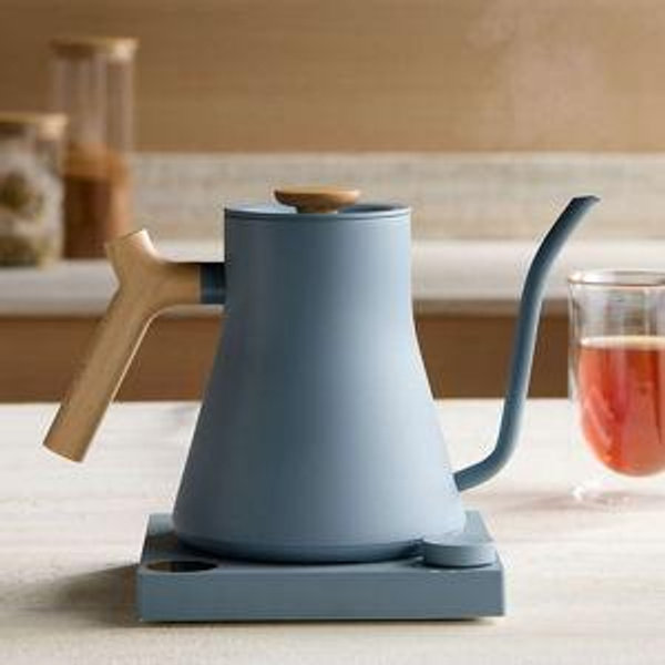 Fellow Stagg EKG Pro Electric Gooseneck Kettle - Pour-Over Coffee and Tea, Quick Heating, Precise Temperature Control, Scheduling, Built-in Brew Timer, Hazy Blue, 0.9 Liter