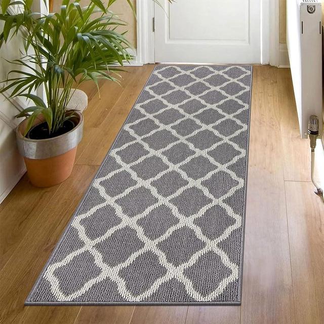 SHACOS Long Door Mats Indoor 24"x71" Washable Front Door Mat Non Slip Water Absorbent Entryway Rug Doormat Indoor Entrance Floor Mat Runner for Home Garage Kitchen Laundry, Light Gray